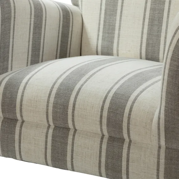 Kirkland's Home Accent Chairs-Gray White Carved Slope Stripe Accent Chair
