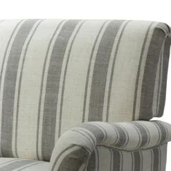 Kirkland's Home Accent Chairs-Gray White Carved Slope Stripe Accent Chair
