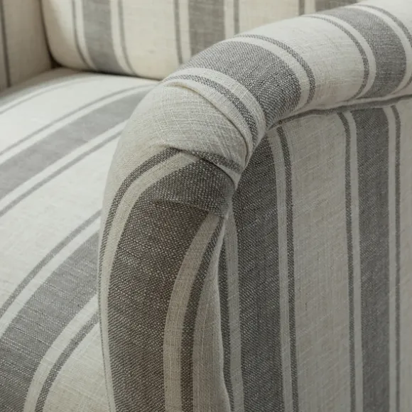 Kirkland's Home Accent Chairs-Gray White Carved Slope Stripe Accent Chair