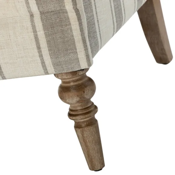 Kirkland's Home Accent Chairs-Gray White Carved Slope Stripe Accent Chair