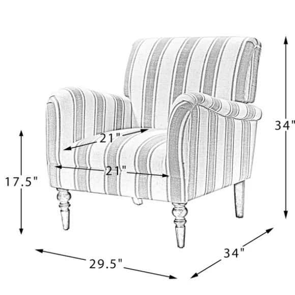 Kirkland's Home Accent Chairs-Gray White Carved Slope Stripe Accent Chair