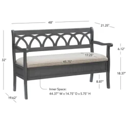 Kirkland's Home Benches & Ottomans-Gray Wood Upholstered Storage Bench