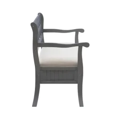 Kirkland's Home Benches & Ottomans-Gray Wood Upholstered Storage Bench