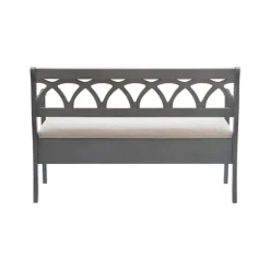 Kirkland's Home Benches & Ottomans-Gray Wood Upholstered Storage Bench