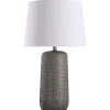 Kirkland's Home Table Lamps-Gray Woven Ceramic Wicker Table Lamp