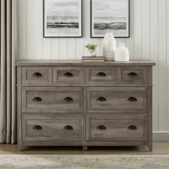 Kirkland's Home Dressers & Chests-Graywash Wood Cup Handle Dresser