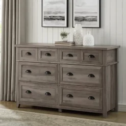 Kirkland's Home Dressers & Chests-Graywash Wood Cup Handle Dresser