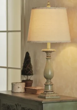 Kirkland's Home Table Lamps-Green French Country Table Lamp
