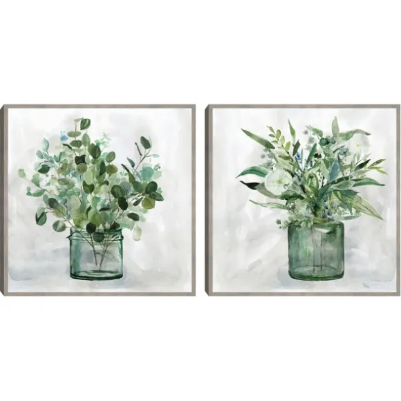Kirkland's Home Canvas Art-Green Garden 2-Pc. Framed Canvas Art Print Set