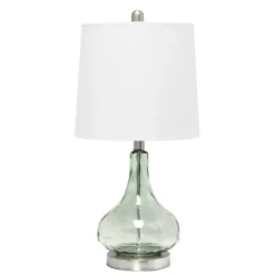 Kirkland's Home Table Lamps-Green Glass Ripple Table Lamp