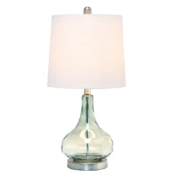Kirkland's Home Table Lamps-Green Glass Ripple Table Lamp