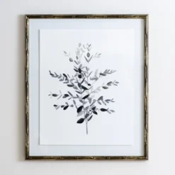 Kirkland's Home Framed Art-Greige Leaves Ii Bamboo Frame Art Print