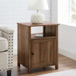 Kirkland's Home Accent & End Tables-Grooved Door Barnwood Side Table