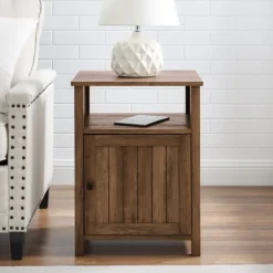 Kirkland's Home Accent & End Tables-Grooved Door Barnwood Side Table
