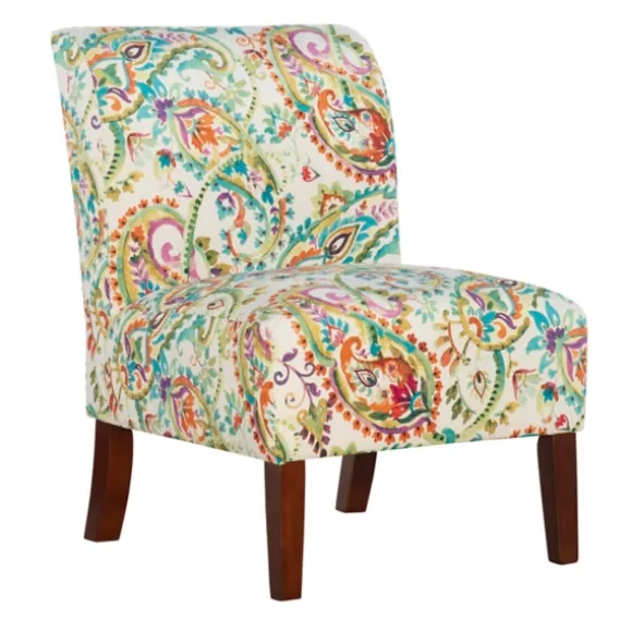 Kirkland's Home Accent Chairs-Hailey Bright Paisley Curved Back Slipper Chair