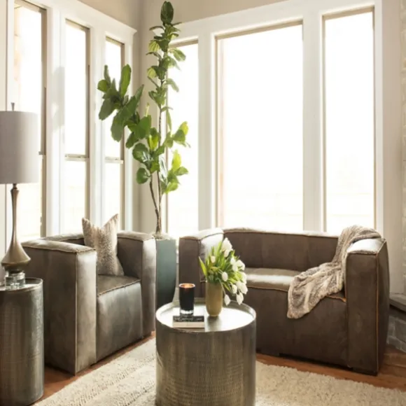 Kirkland's Home Accent & End Tables-Hammered Pewter Barrel Accent Table