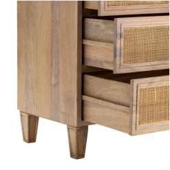 Kirkland's Home Dressers & Chests-Hand Woven Cane 3-Drawer Wood Chest