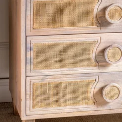 Kirkland's Home Dressers & Chests-Hand Woven Cane 3-Drawer Wood Chest