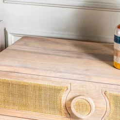 Kirkland's Home Dressers & Chests-Hand Woven Cane 3-Drawer Wood Chest