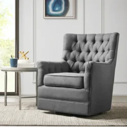 Kirkland's Home Accent Chairs-Hand-Tufted Swivel Glider Accent Chair