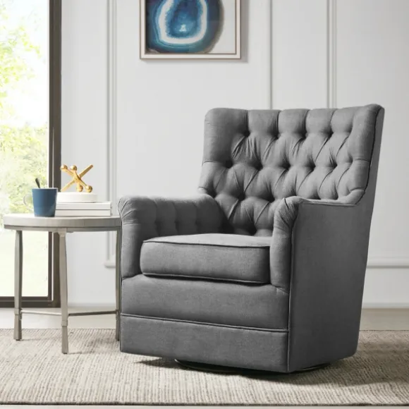 Kirkland's Home Accent Chairs-Hand-Tufted Swivel Glider Accent Chair