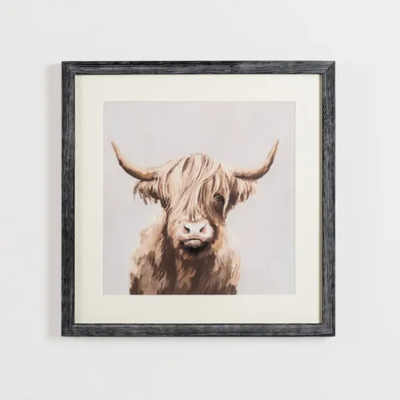 Kirkland's Home Framed Art-Highland Cow Distressed Framed Art Print