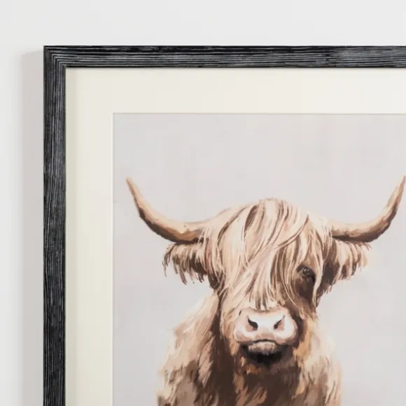 Kirkland's Home Framed Art-Highland Cow Distressed Framed Art Print