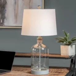 Kirkland's Home Table Lamps-Homegrown Gray Glass Jar Table Lamp