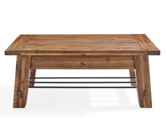 Kirkland's Home Coffee Tables-Honey Acacia Wood Coffee Table With Metal Bars