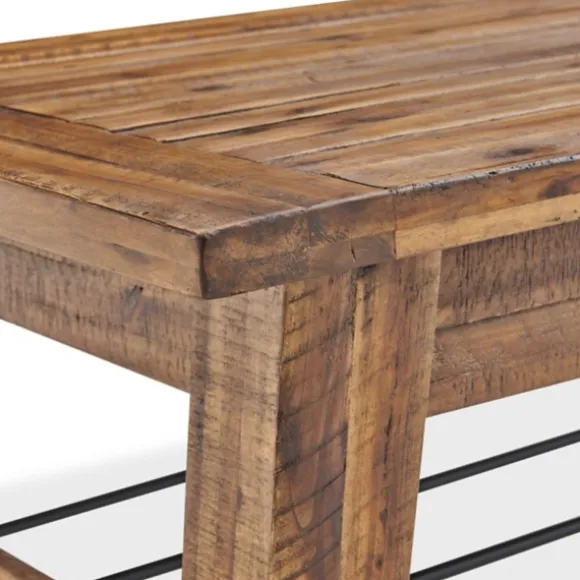 Kirkland's Home Coffee Tables-Honey Acacia Wood Coffee Table With Metal Bars