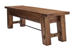 Kirkland's Home Dining Chairs-Honey Acacia Wood Rustic Metal Rod Dining Bench