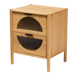 Kirkland's Home Nightstands-Honey Crescent Window 2-Drawer Nightstand