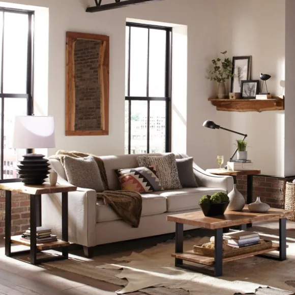 Kirkland's Home Coffee Tables-Honey Live Edge 3-Pc. Coffee And Accent Table Set