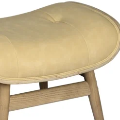 Kirkland's Home Benches & Ottomans-Honey Mushroom Leather Ottoman