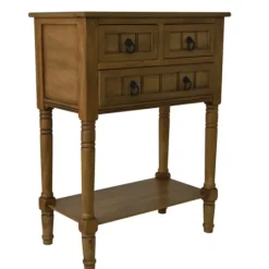 Kirkland's Home Console Tables-Honey Pine 3-Drawer Console Table