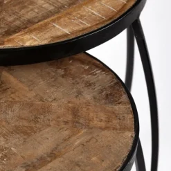 Kirkland's Home Accent & End Tables-Honey Wood And Black Metal Accent Tables, Set Of 2