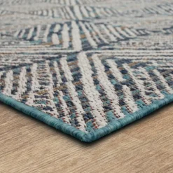 Kirkland's Home Outdoor Rugs-Ikat Diamond Indigo Outdoor Area Rug, 5X7