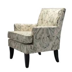 Kirkland's Home Accent Chairs-Indigo And Yellow Floral Upholstered Accent Chair