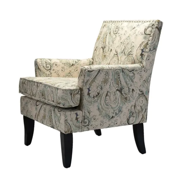 Kirkland's Home Accent Chairs-Indigo And Yellow Floral Upholstered Accent Chair