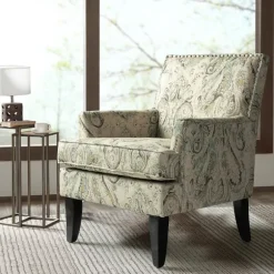 Kirkland's Home Accent Chairs-Indigo And Yellow Floral Upholstered Accent Chair