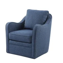 Kirkland's Home Accent Chairs-Indigo Curved Arm Swivel Accent Chair