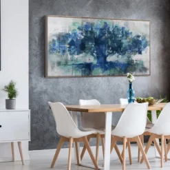 Kirkland's Home Framed Art-Indigo Tree Of Life Light Gray Framed Art Print