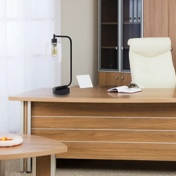 Kirkland's Home Table Lamps-Industrial Black Iron Desk Lamp