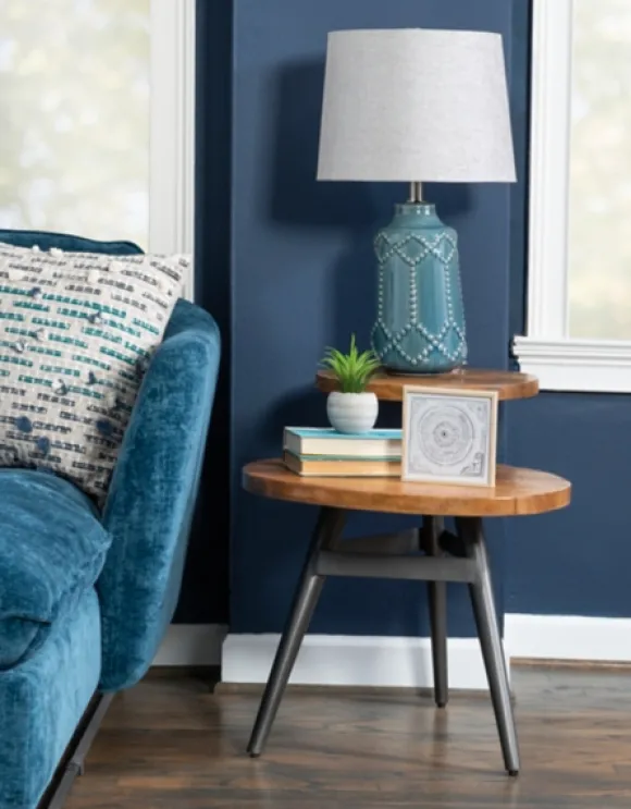 Kirkland's Home Accent & End Tables-Industrial Two-Tiered Gunmetal Accent Table