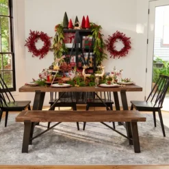 Kirkland's Home Dining Chairs-Ivan Wood And Metal Dining Bench