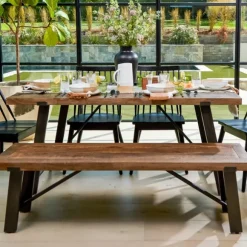 Kirkland's Home Dining Chairs-Ivan Wood And Metal Dining Bench
