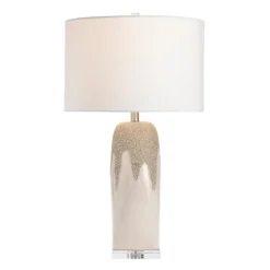 Kirkland's Home Table Lamps-Ivory Ceramic Textured Base Table Lamp