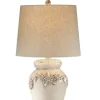 Kirkland's Home Table Lamps-Ivory Crackled Floral Table Lamp