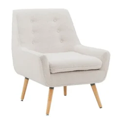 Kirkland's Home Accent Chairs-Ivory Faux Sherpa Tufted Accent Chair