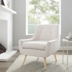 Kirkland's Home Accent Chairs-Ivory Faux Sherpa Tufted Accent Chair